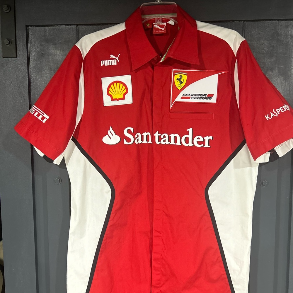 Puma Red & White Scuderia Ferrari Team Button-Down Shirt